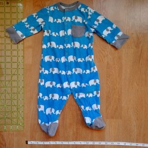 Blue with Elephant Design Footed Light Offspring Baby Pajama - 9 months